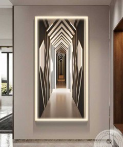 Gold Frame Modern 3D Painting With Warm Led Light